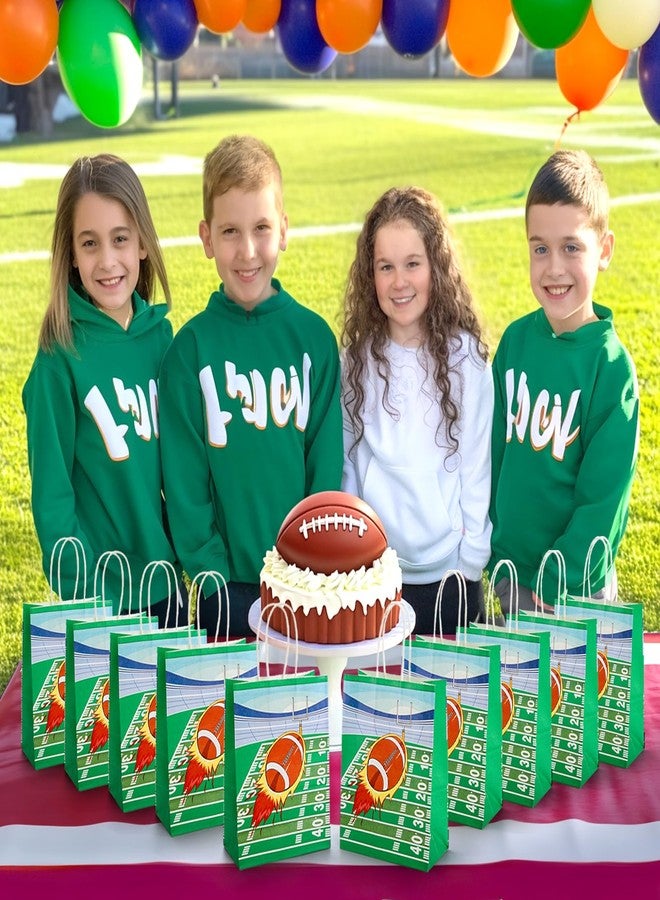 Acshio 50 Pieces Football Gift Bags, Paper Football Party Favor Goodie Bags with Handle, Sports Game Theme Rugby Candy Handbag Snack Bag Bulk for Party Gift, Treats - Image 5